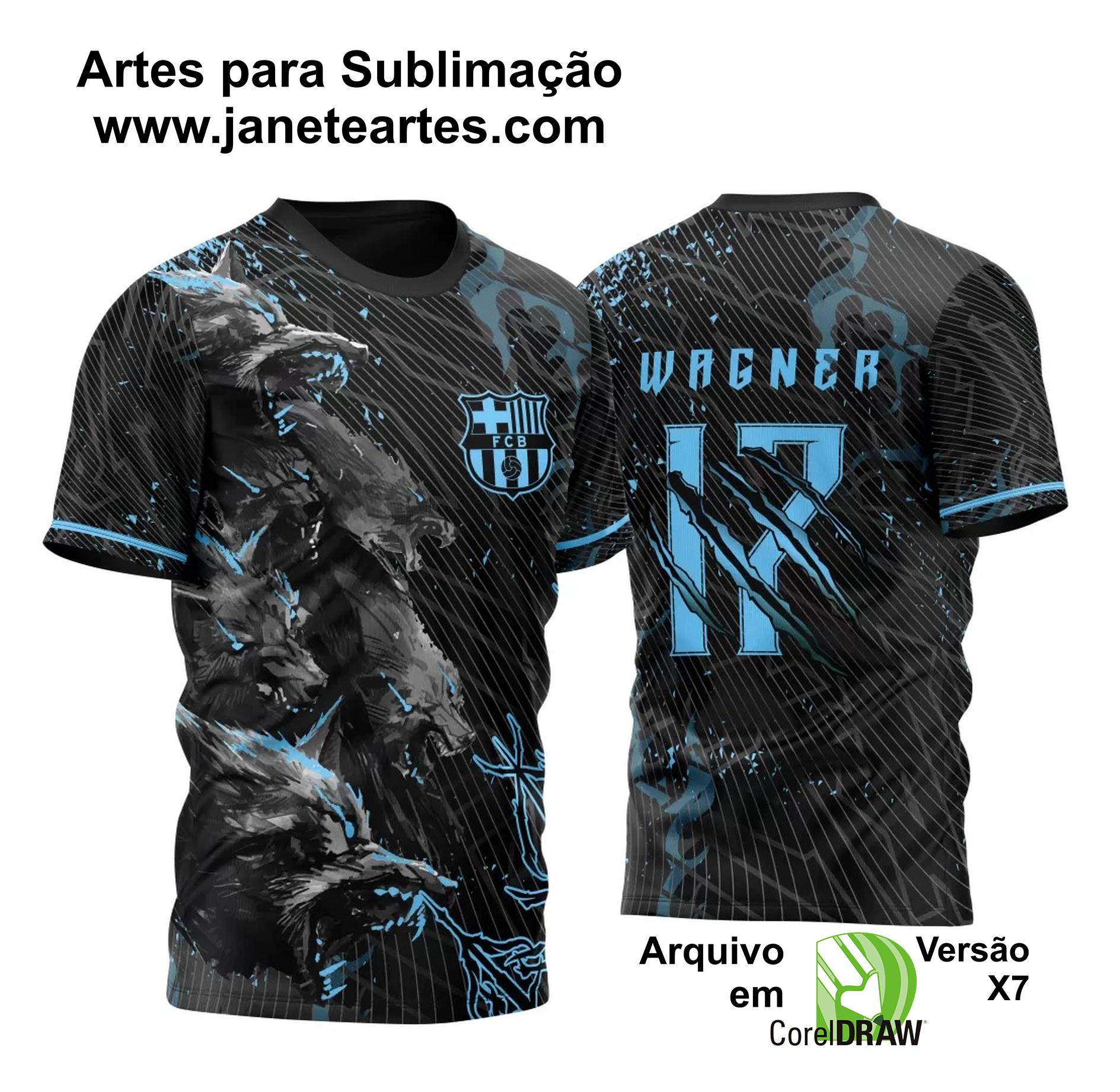 Arte Vetor Template Camisa de InterClasse Lobos em Ataque Azul 2023