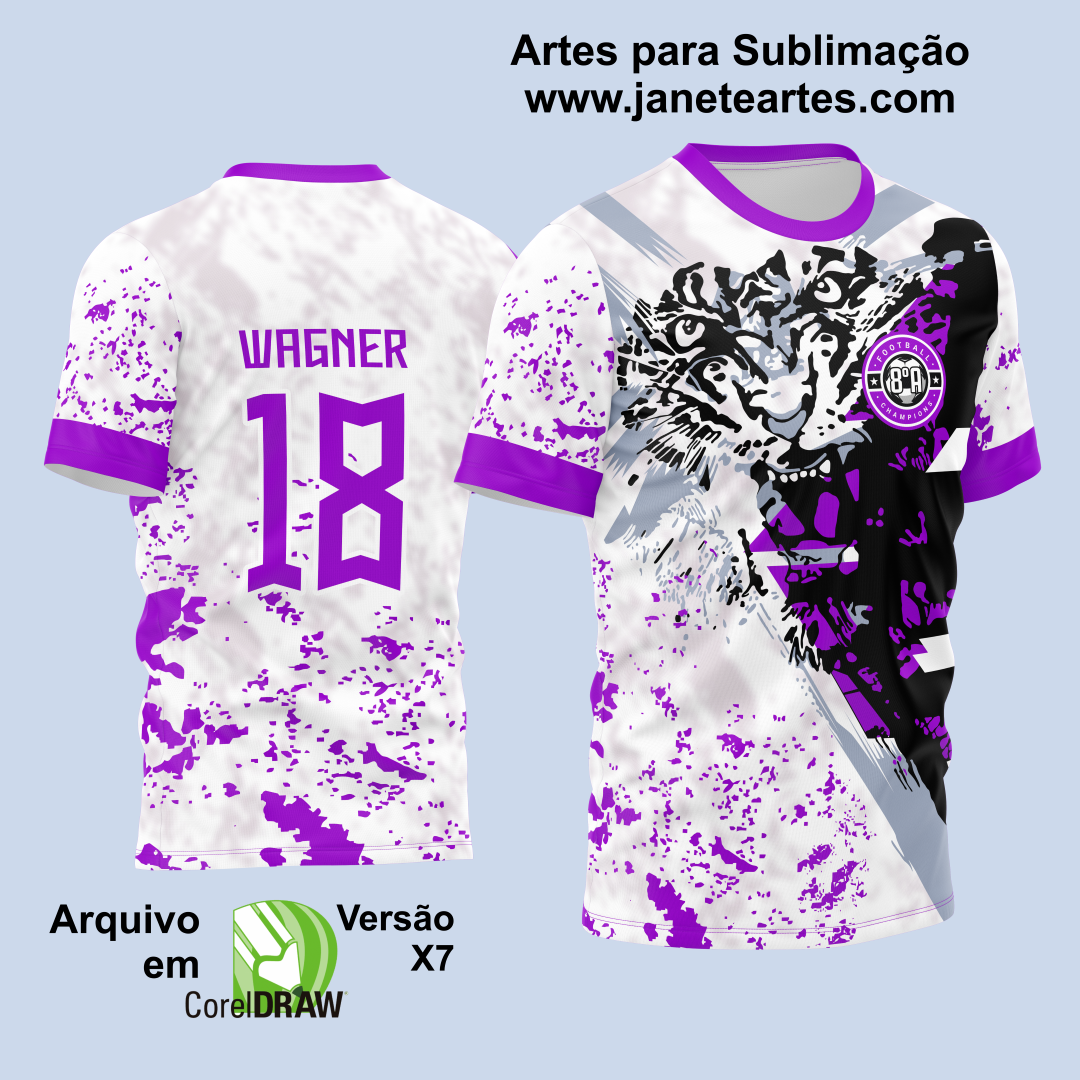 Arte Vetor Template Camisa de InterClasse Tigre Branca e Roxa 2023