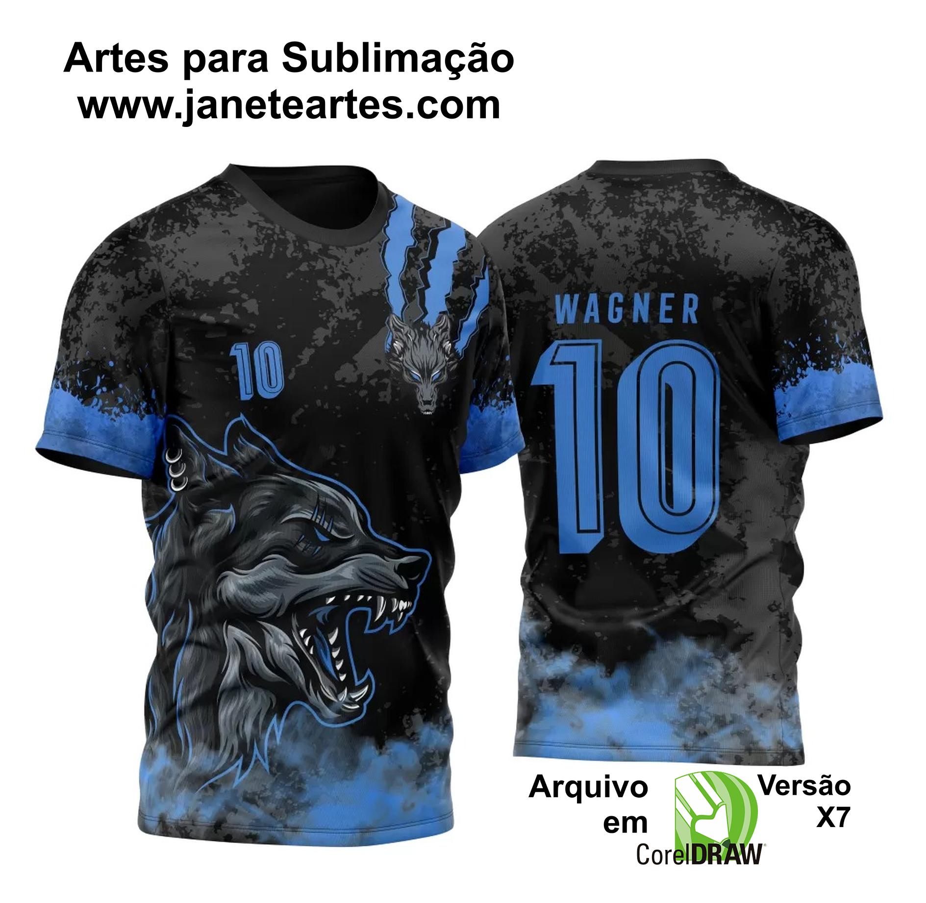 Arte Vetor Template Camisa para InterClasse Lobo Ferroz Azul 2023