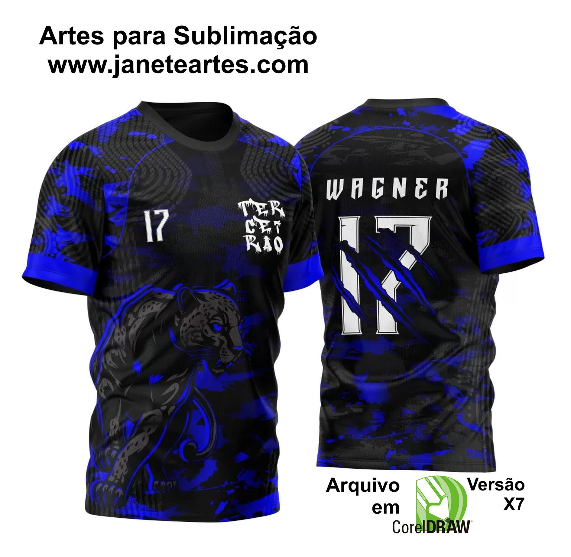 Arte Vetor Template Camisa para InterClasse Pantera Negra Azul Camuflagem