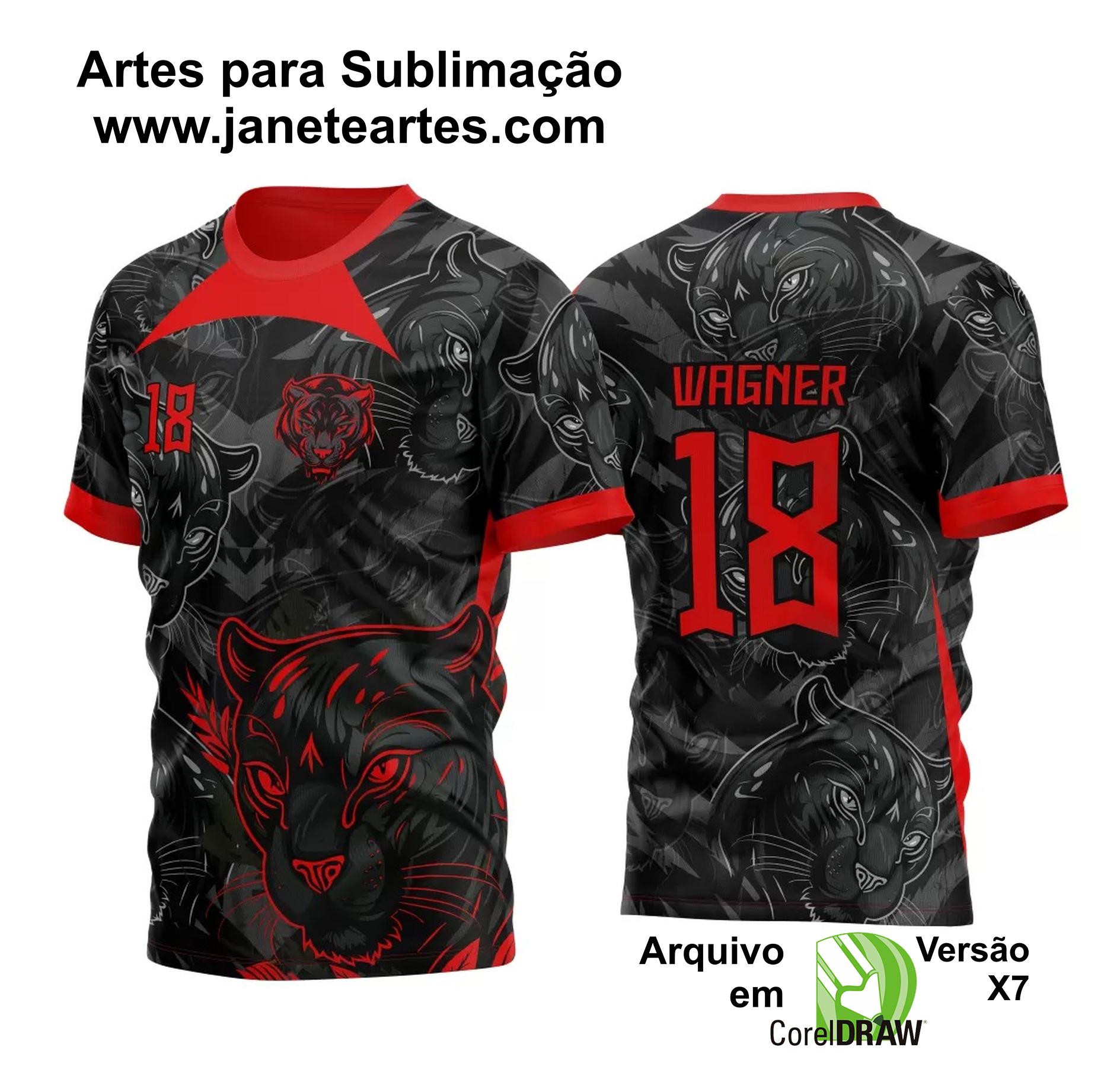 Arte Vetor Template Camisa para InterClasse Pantera Negra Padrão 2023 Vermelha