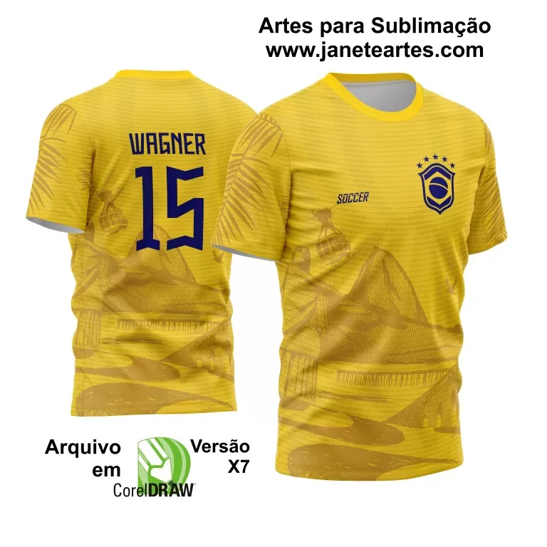 Camisa Brasil Cristo Redentor - Arte Vetor Estampa Template 2024 - 2025 Modelo 04