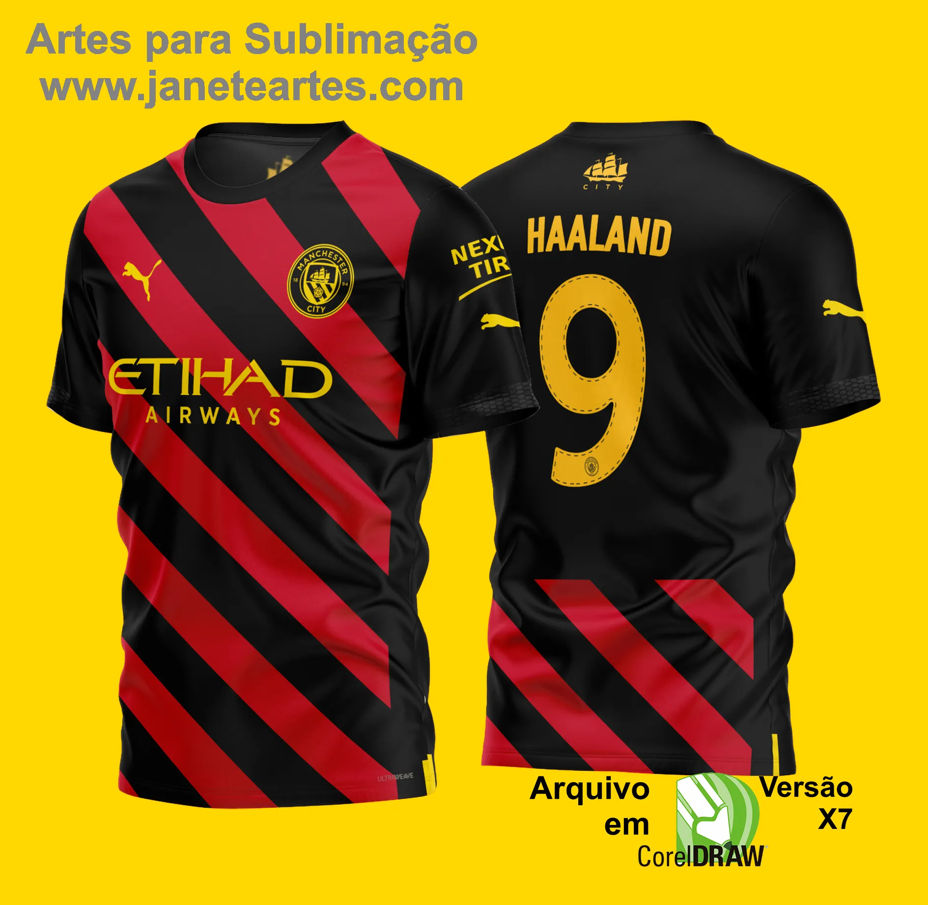 Uniforme de futebol personalizado, projetado para times amadores ou profissionais, com design moderno e arrojado. Apresenta uma combinação de cores contrastantes, logotipo ou escudo do time em destaque no peito, e detalhes gráficos na frente e nas mangas. Na parte traseira, há espaço para personalização com nome e número do jogador, garantindo identidade ao time. Ideal para jogos oficiais, amistosos ou competições, oferecendo estilo e funcionalidade.