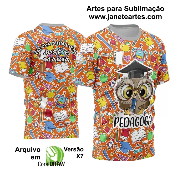Camisa Pedagoga - Arte Vetor Estampa Template 2024 - 2025 Modelo 03