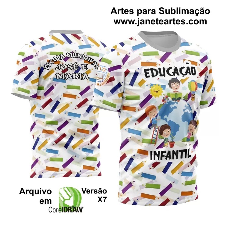 Camisa Professora Educação Infantil - Arte Vetor Estampa Template 2024 - 2025