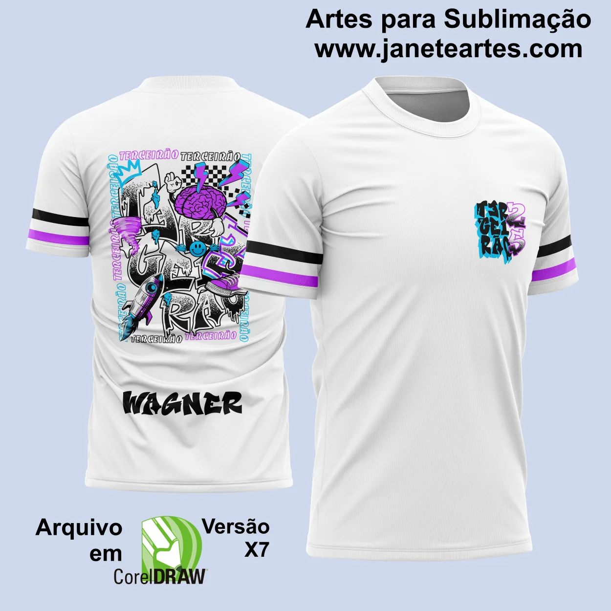 Camisa Terceirão - Arte Vetor - Foguete com Particulas