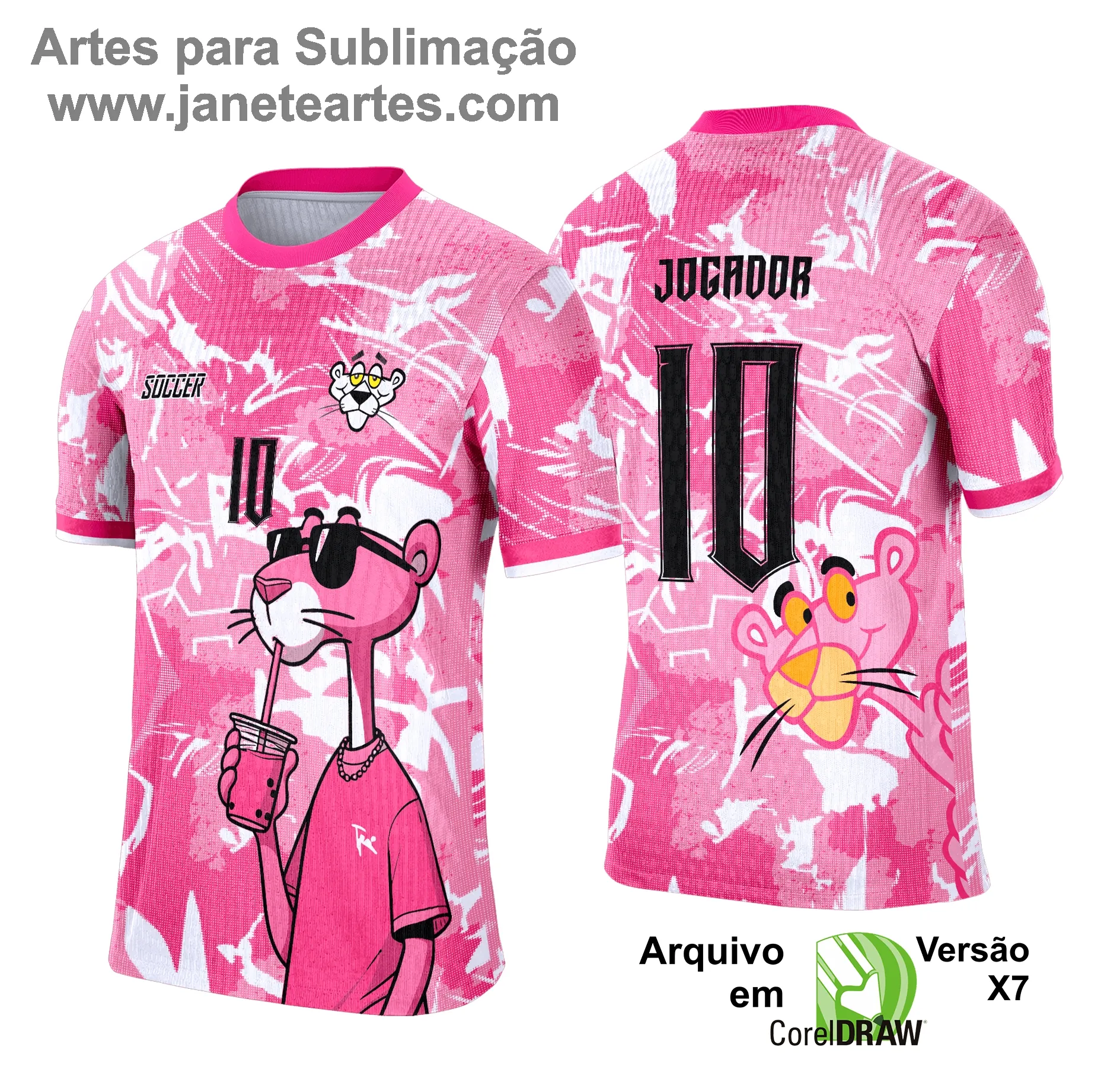 Camisa de Interclasse - Arte Vetor - Pantera Cor de Rosa