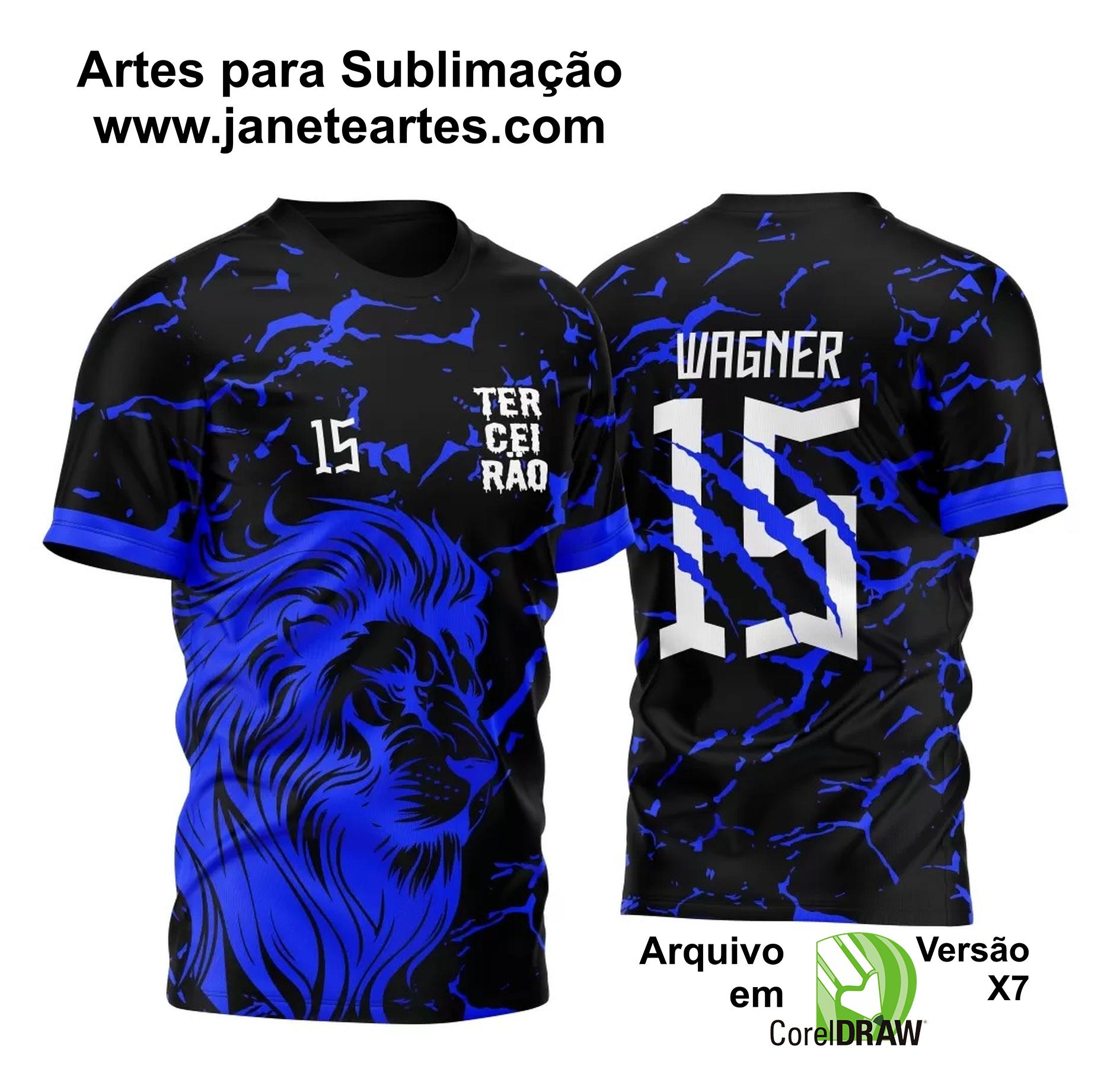 InterClasse Arte Vetor Camisa 2023 Leão Fundo Azul