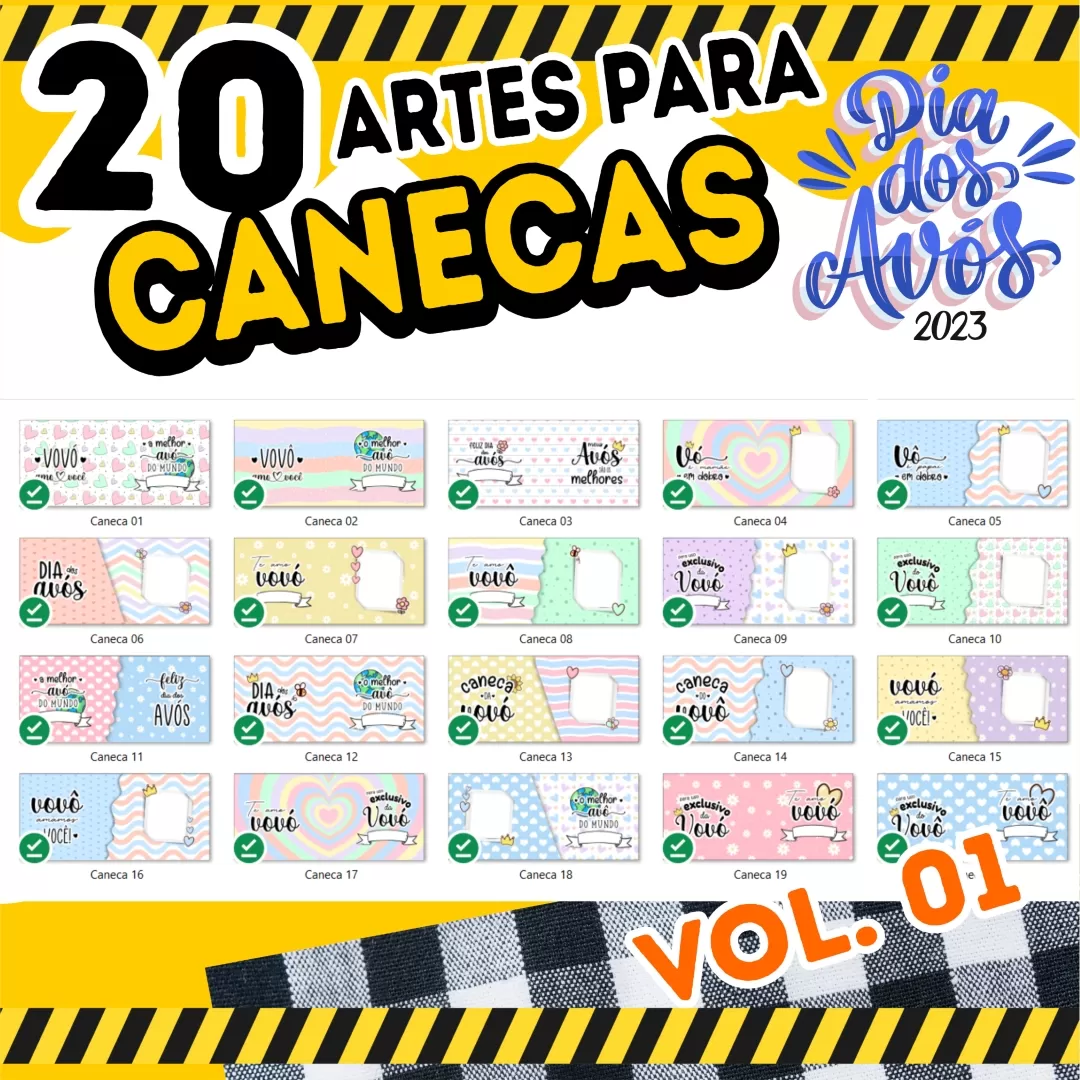 Kit 20 Artes Para Canecas Dia dos Avós 2023 Sublimação