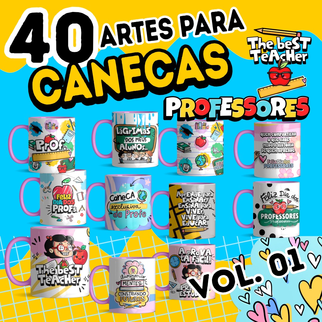 Kit 40 Artes Para Caneca Dia Dos Professores PNG 2023