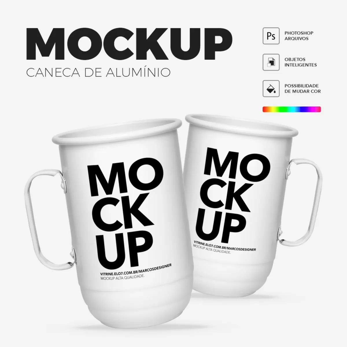 Mockup Caneca de Alumínio + Tirante