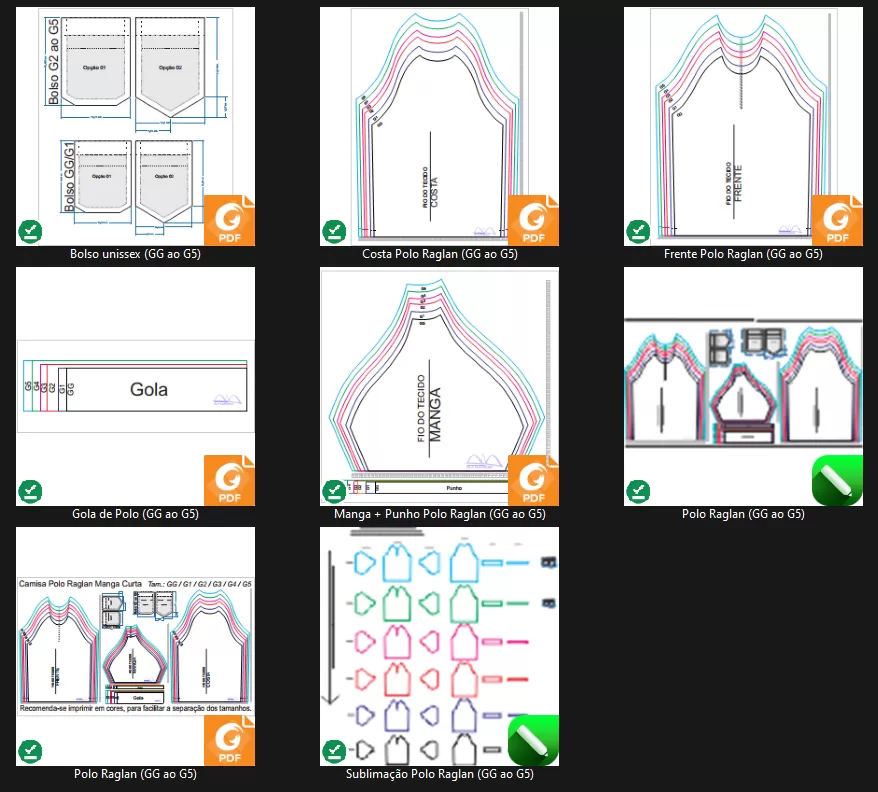 Molde de Costura Para Imprimir Camiseta - 20 - Polo Raglan (GG ao G5)