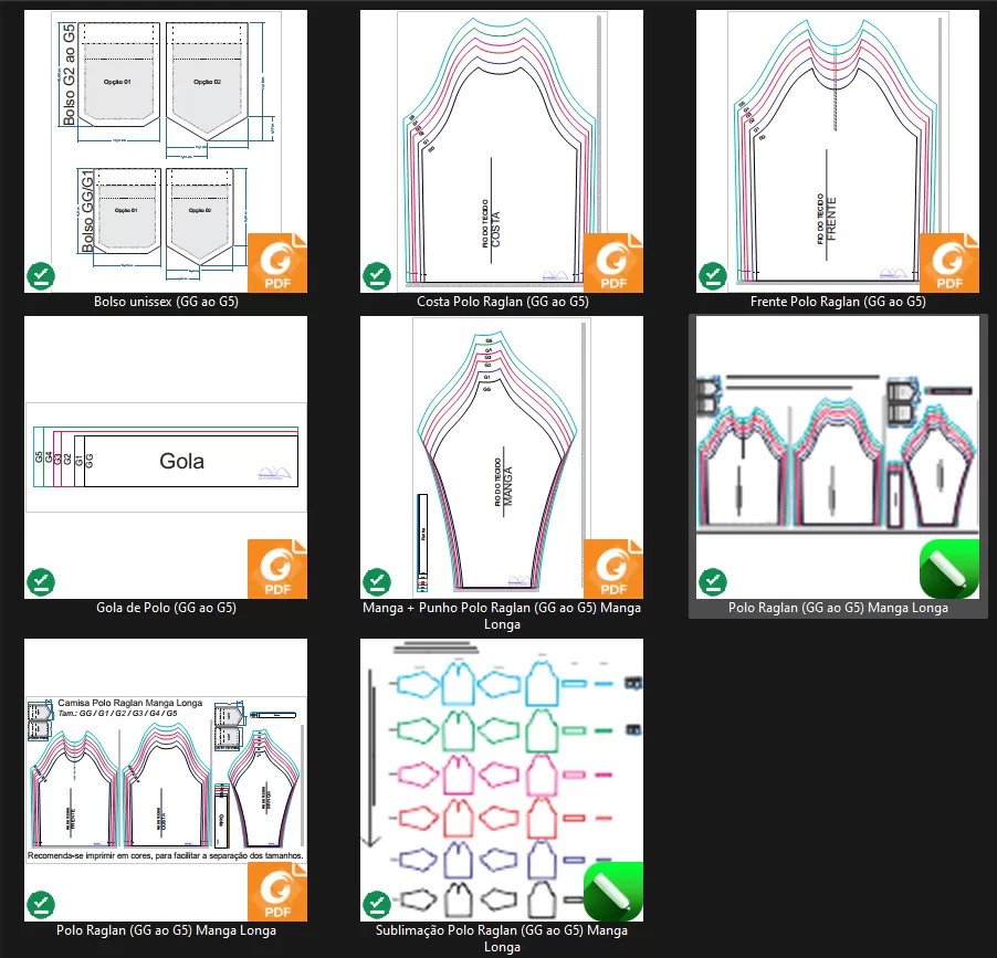 Molde de Costura Para Imprimir Camiseta - 21 - Polo Raglan (GG ao G5) Manga Longa