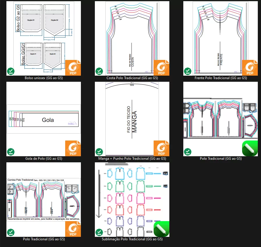 Molde de Costura Para Imprimir Camiseta - 22 - Polo Tradicional (GG ao G5)
