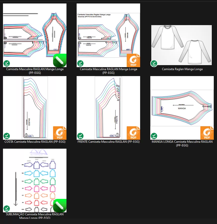 Molde de Costura Para Imprimir Camiseta - 28 - Camiseta Raglan Manga Longa (PP-EGG) ok
