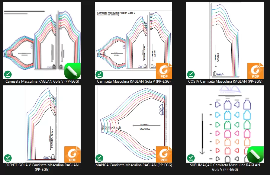 Molde de Costura Para Imprimir Camiseta - 30 - Camiseta Raglan Gola V (PP-EGG) ok