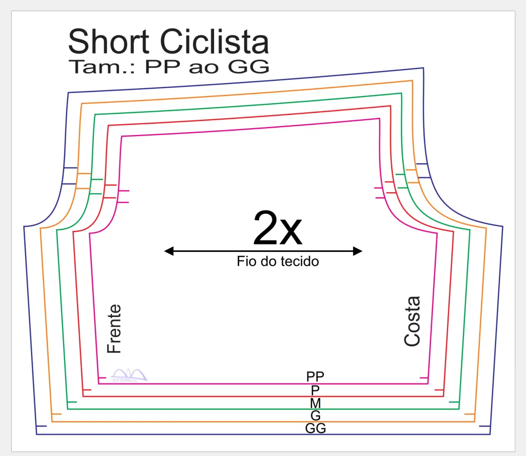 Molde de Costura Para Imprimir Camiseta - 70 - Short Ciclista _Compressão_ (PP ao GG)