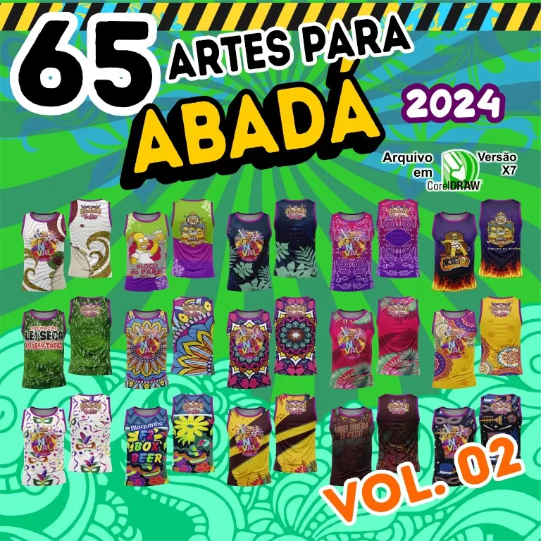 Pack 65 Artes Abadás Editáveis em Corel Carnaval 2024