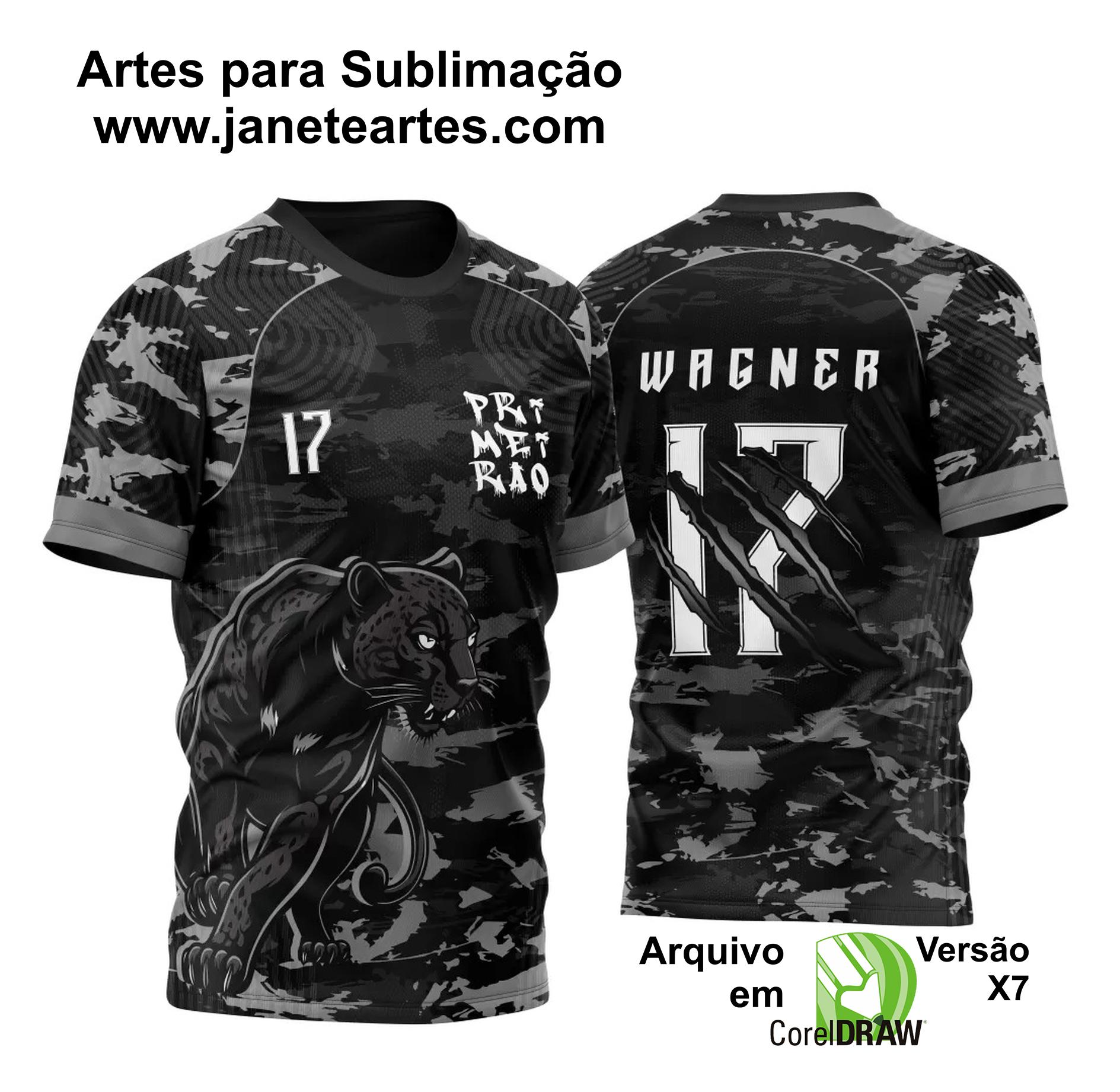 Template Camisa Futebol InterClasse Pantera Negra Tons de Cinza 2023