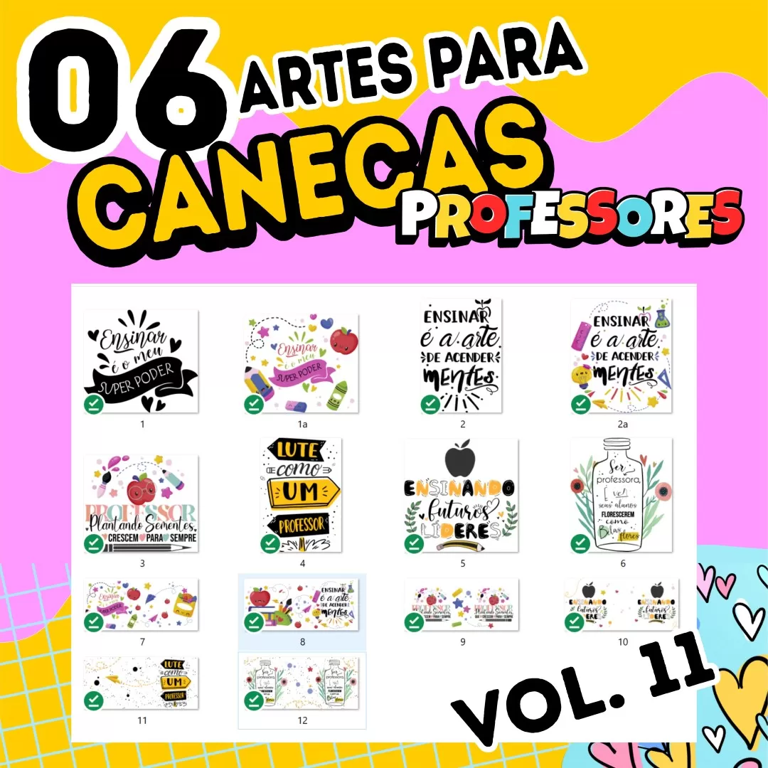 kit 6 Artes Pack Avulso Artes CANECAS Professores 2023 Vol 11