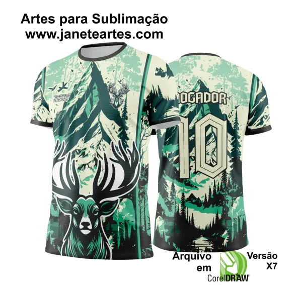  Arte Vetor Camisa Interclasse CERVO Degrade Verde com Preto - Jogos Internos 2024 - 2025