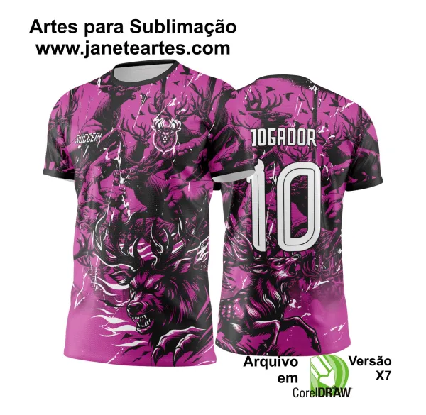  Arte Vetor Camisa Interclasse CERVO Rosa com Preto - Jogos Internos 2024 - 2025