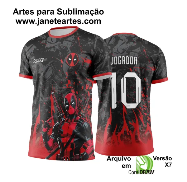 Arte Vetor Camisa Interclasse Deadpool Vermelha com Preto - Jogos Internos 2024 - 2025