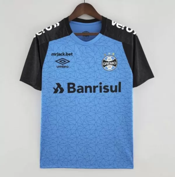 Arte Camisa Grêmio Treino Azul Com Todos Patrocínios Torcedor 2022 - 2023