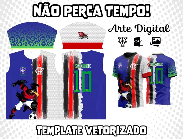 Arte Camisa do Flamengo Brasil Mascote Azul