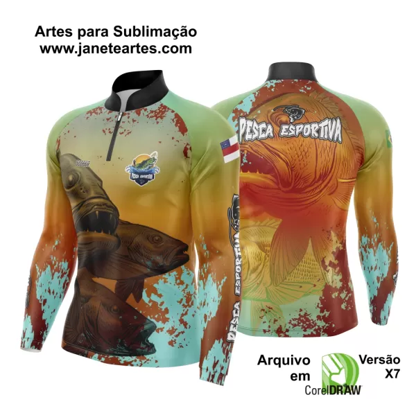 Arte Estampa Camisa De Pesca Esportiva Modelo 20