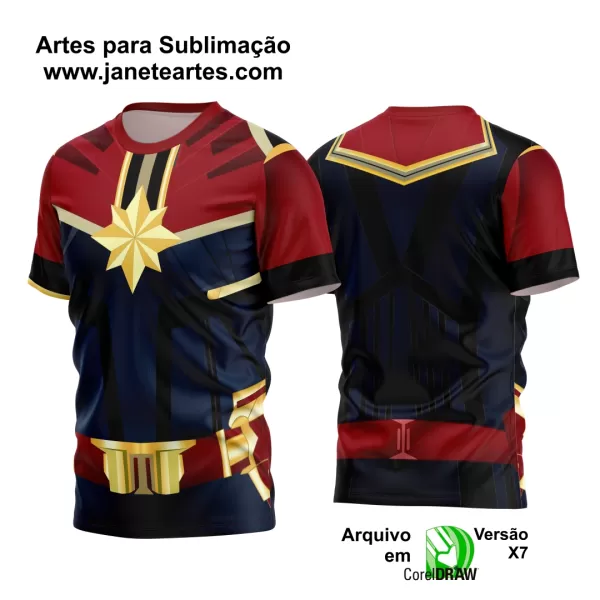 Arte Estampa Camisa Heróis - Capitã Marvel