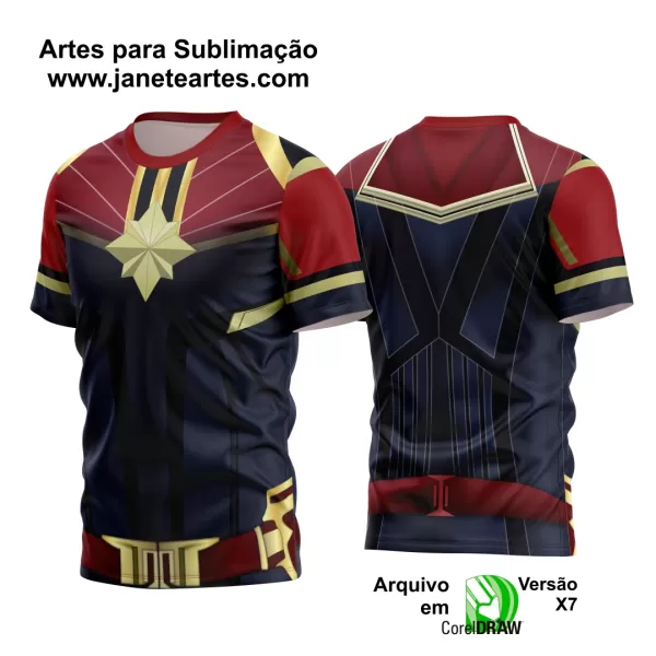 Arte Estampa Camisa Heróis - Capitã Marvel