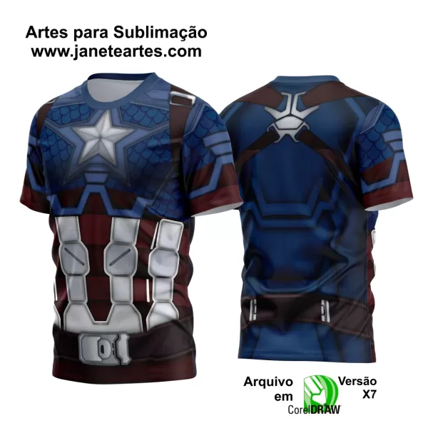 Arte Estampa Camisa Heróis - Capitão América