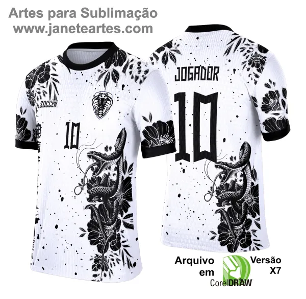 Arte Estampa Camisa Interclasse Cobra Preto e Branco