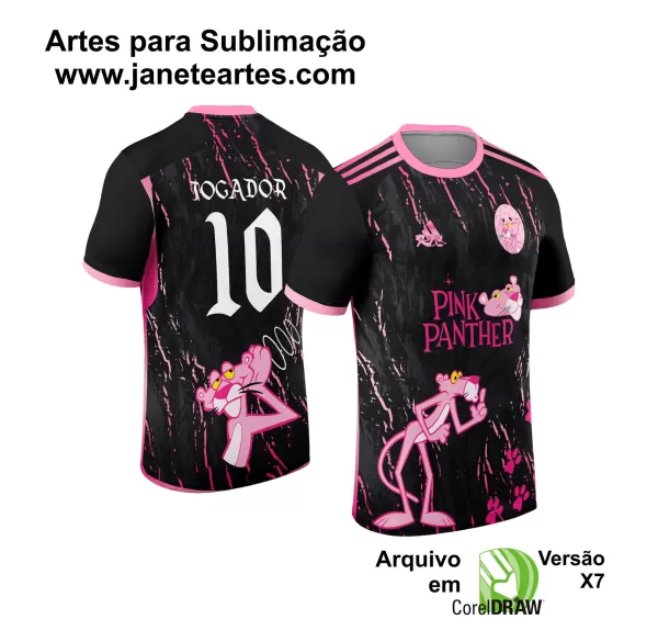 Arte Estampa Camisa Interclasse Pantera Cor de Rosa Desenho 2024