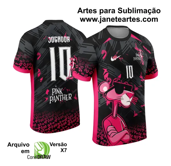 Arte Estampa Camisa Interclasse Pantera cor de rosa 2024