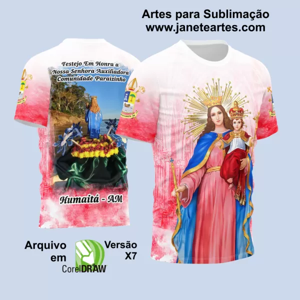 Arte Estampa Camisa Religião 2024 - Nossa Senhora Auxiliadora