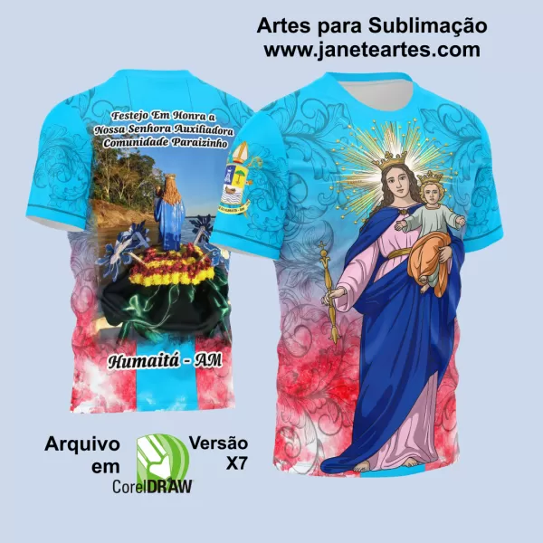 Arte Estampa Camisa Religião 2024 - Nossa Senhora Auxiliadora