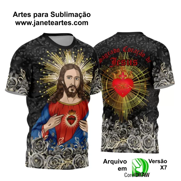 Arte Estampa Camisa Religião 2024 - Sagrado Coração de Jesus