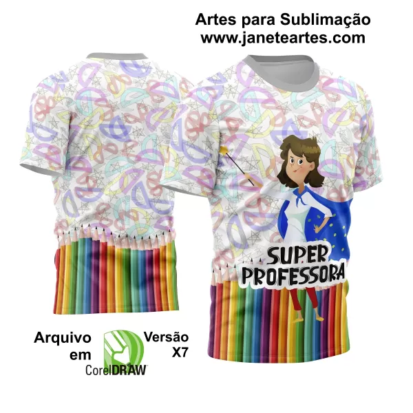 Arte Estampa Moderna para Camisas de Professoras - Coleção 2024 - Modelo 03