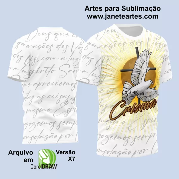 Arte Estampa Religião Camisa Crisma 2024 Espírito Santo