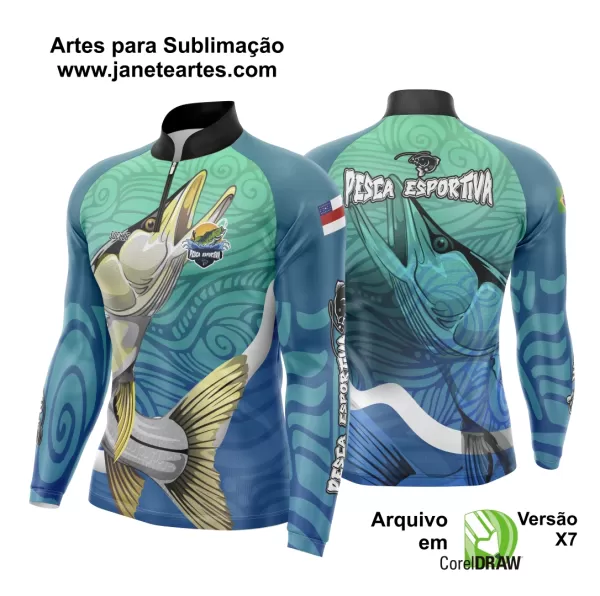 Arte Para Camisa De Pesca Esportiva Modelo 05