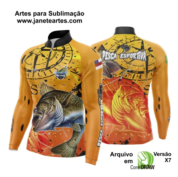 Arte Para Camisa De Pesca Esportiva Modelo 06