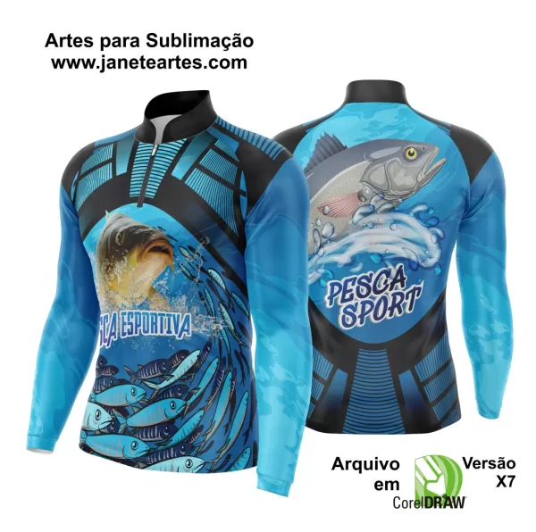 Arte Template Camisa De Pesca Esportiva