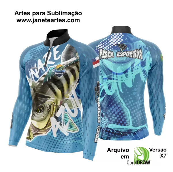 Arte Template Camisa De Pesca Esportiva Modelo 04