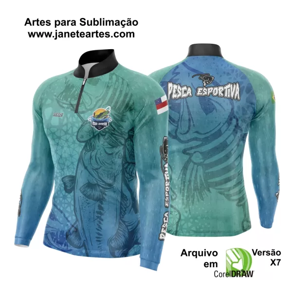 Arte Template Camisa De Pesca Esportiva Modelo 05
