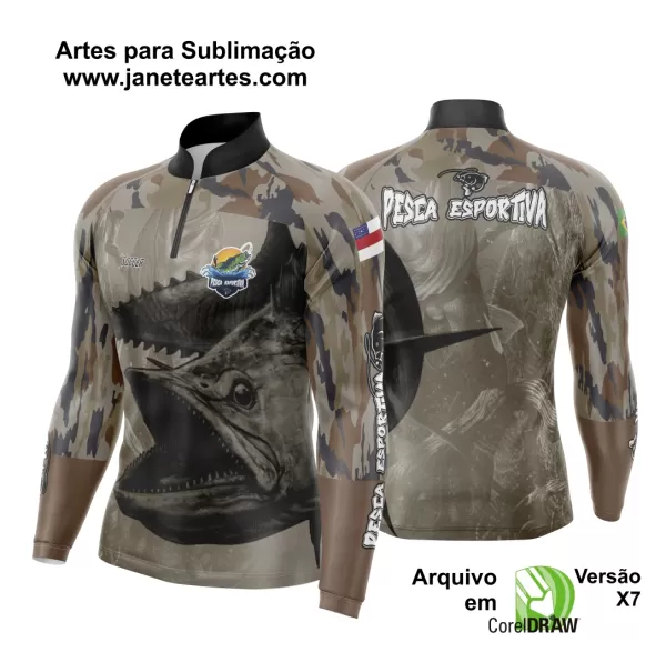 Arte Template Camisa De Pesca Esportiva Modelo 06