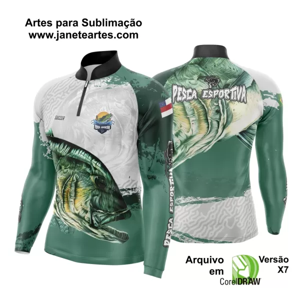 Arte Template Camisa De Pesca Esportiva Modelo 07