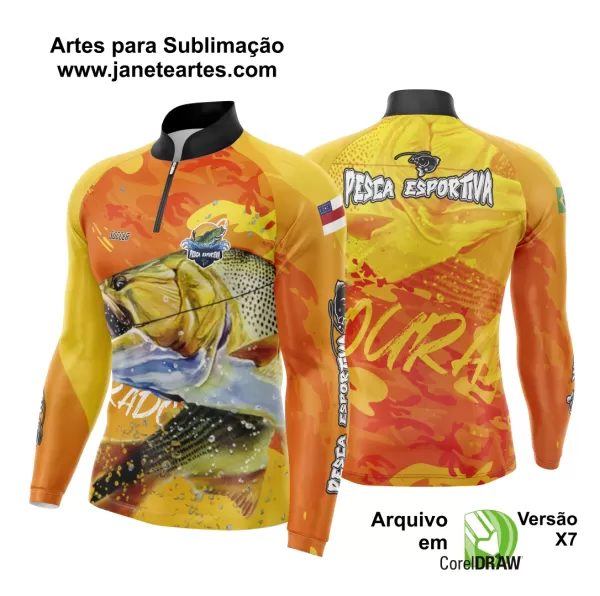 Arte Template Camisa De Pesca Esportiva Modelo 12