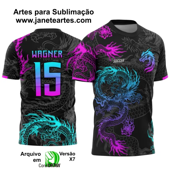 Arte Vertor Camisa Interclasse Dragão Degrade 2025